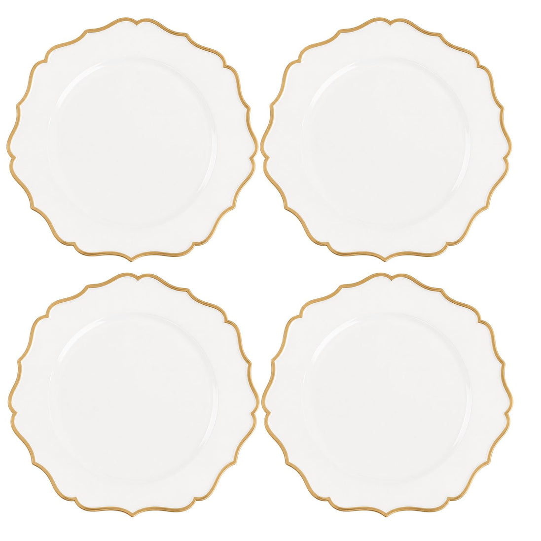 Charlo's Set of 4 Sousplat Placemat White Patina Charger Plate 13.8 in
