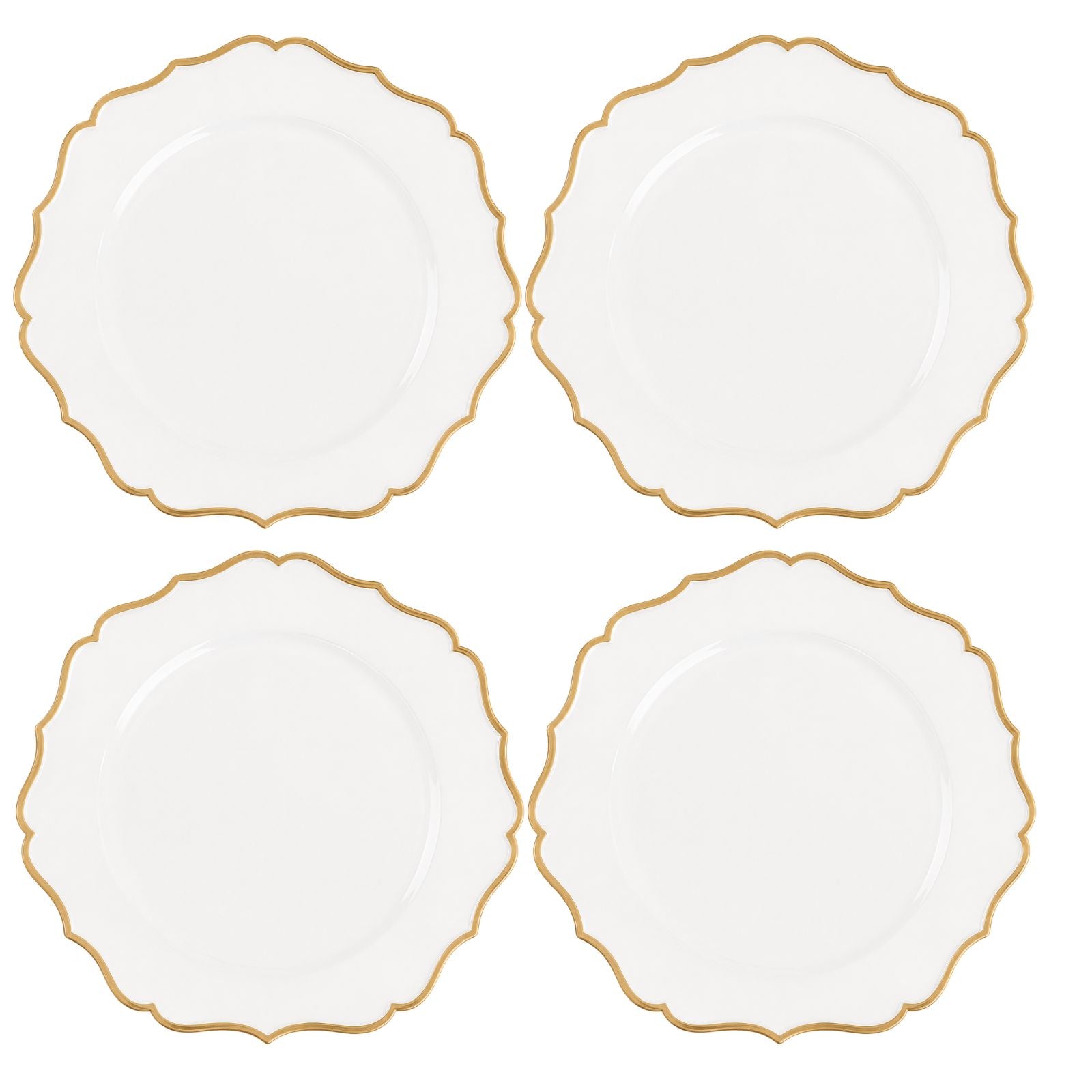 Charlo's Set of 4 Sousplat Placemat White Patina Charger Plate 13.8 in