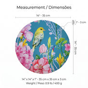 Set of 4 Round Placemats Covers Blue Bird Versailles 14 Dia inch