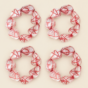 Maison Charlo Set of 4 Red Swirl Beaded Napkin Rings