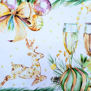 Set of 4 Placemats Christmas Toast Cup Cloth Waterproof 17