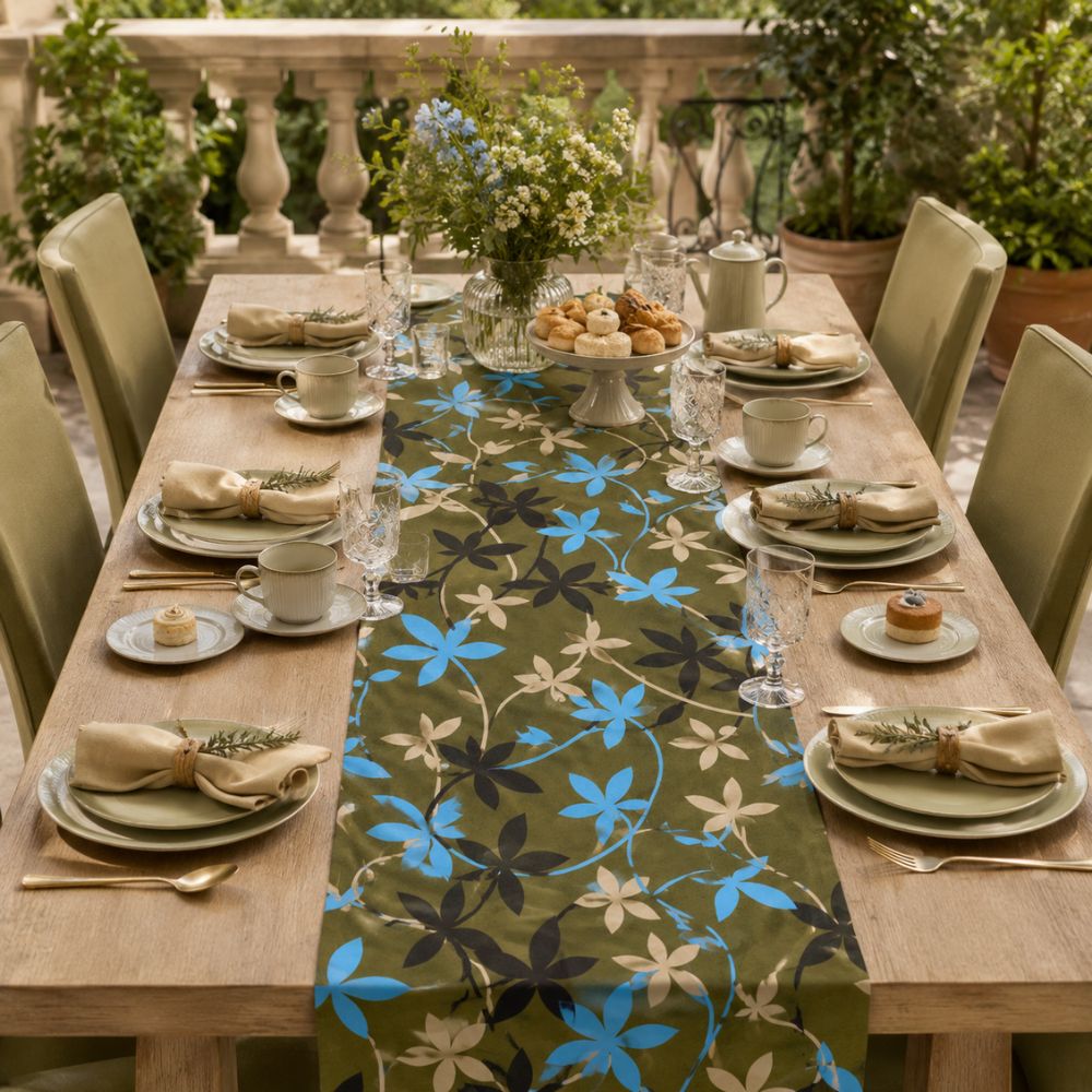 Charlo's Cotton Table Runner Savanna Green  18