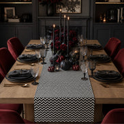 Charlo's Cotton Table Runner Black Grey Chevron  18