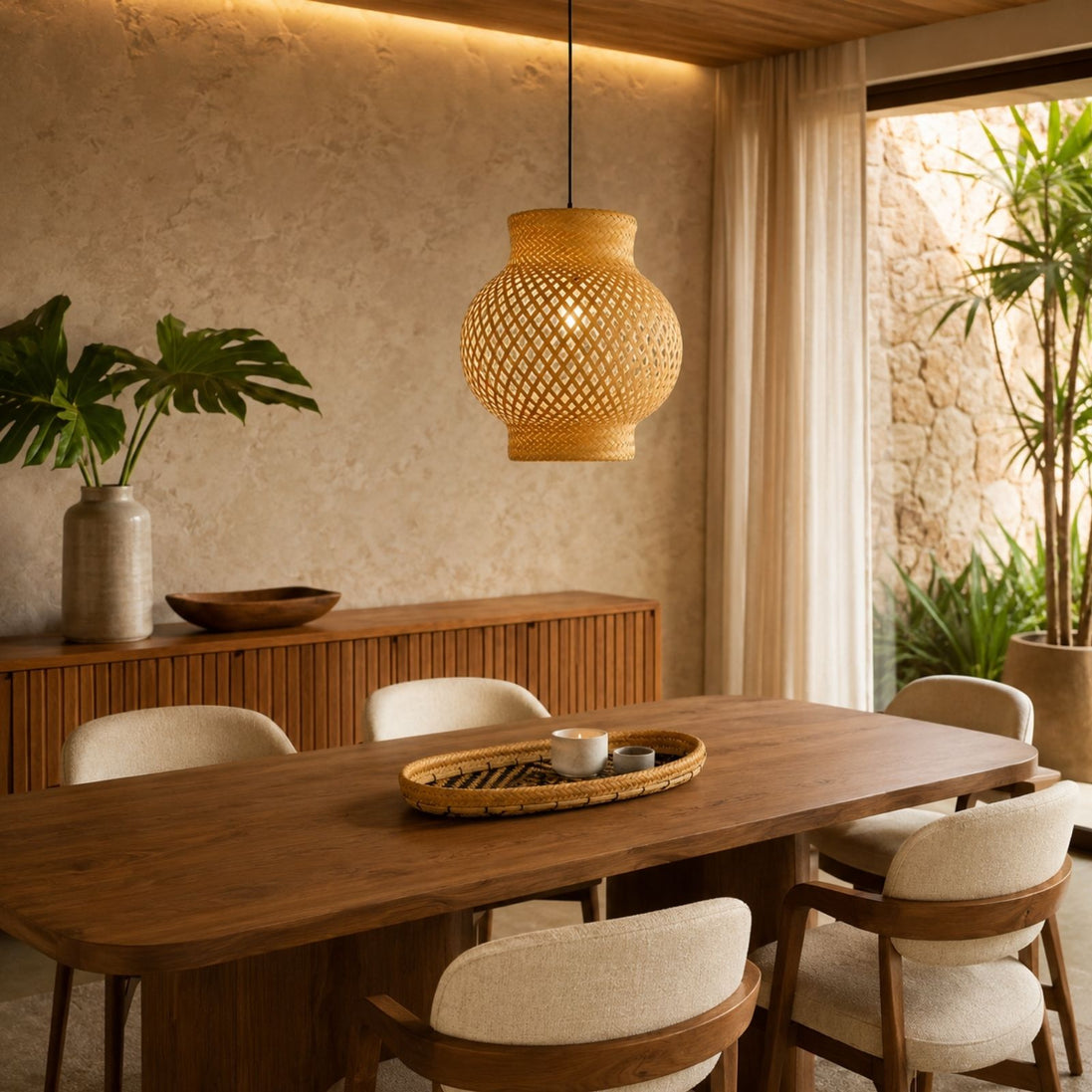 Brazilian Indigenous Art | Handwoven Natural Fiber Ceiling light