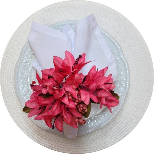 Maison Charlo Set of 4 Pink Lilies Flower Celebration Napkin Rings