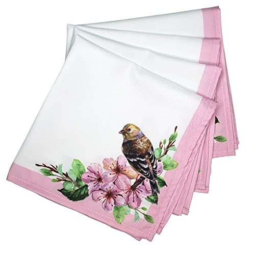 Charlo's Cloth Napkins Set of 4 Delicate Bird  16