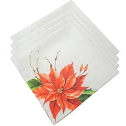Charlo's Cloth Napkins Set of 4 Christmas Red Flower 16