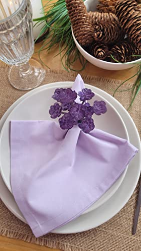 Charlo's Set of 4 Lilac 100% Cotton Solid Cloth Napkins 15