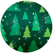 Set of 4 Round Placemats Covers Green Christmas Tree Cloth 14