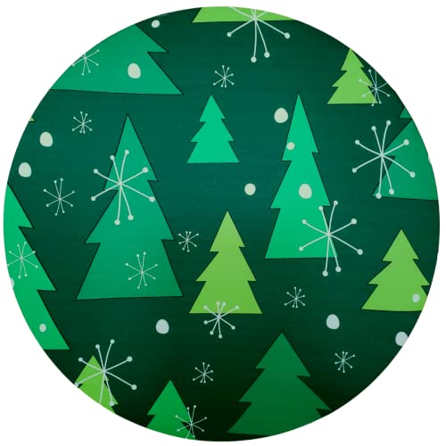Set of 4 Round Placemats Covers Green Christmas Tree Cloth 14