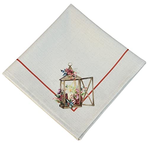 Charlo's Cloth Napkins Set of 4 Christmas Lamp and Bird 16
