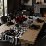 Charlo's Cotton Table Runner Black Grey Chevron  18