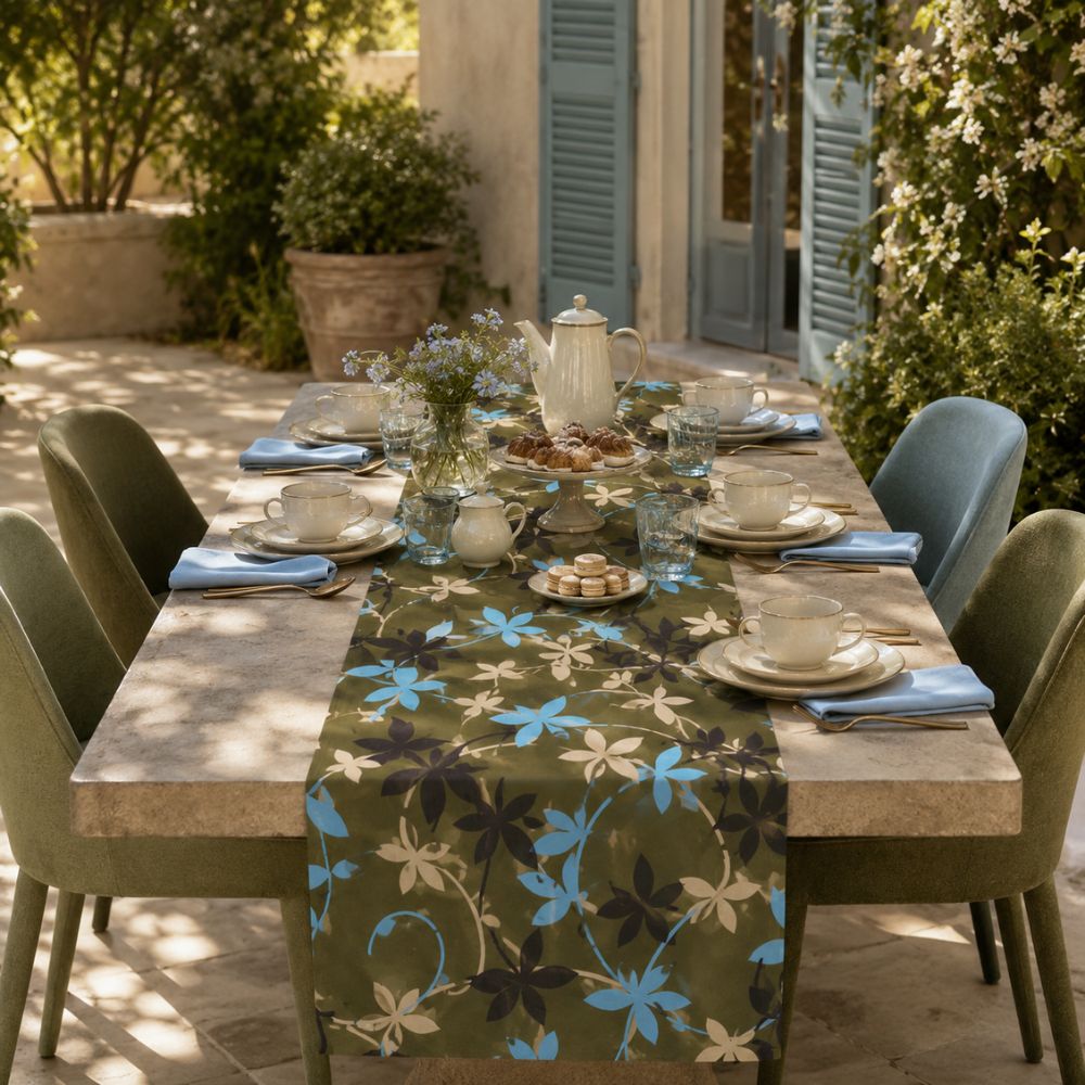 Charlo's Cotton Table Runner Savanna Green  18