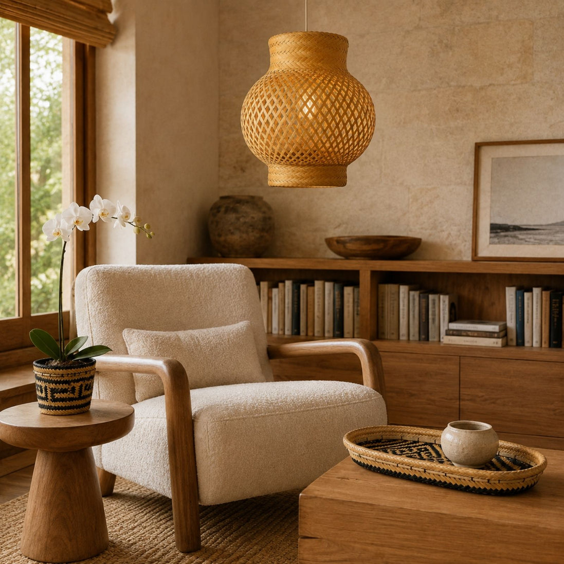 Brazilian Indigenous Art | Handwoven Natural Fiber Ceiling light