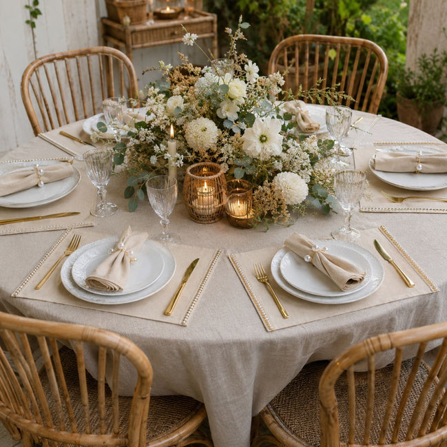Charlo's Set of 4 Rectangular Placemats Delicate Pearls 18" x 12"