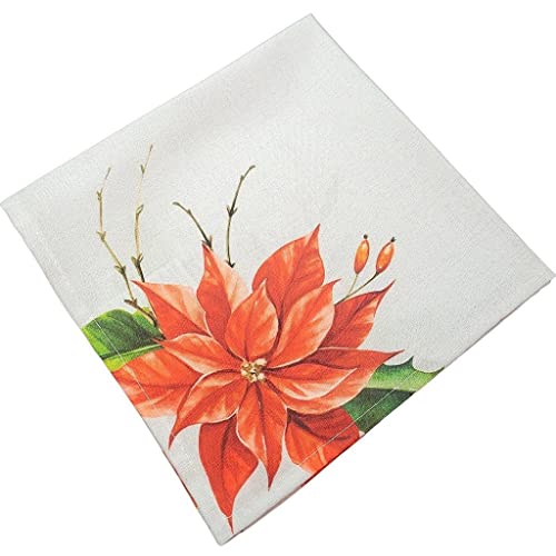 Charlo's Cloth Napkins Set of 4 Christmas Red Flower 16