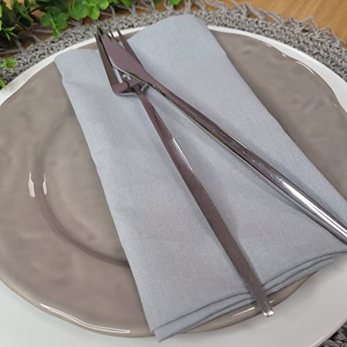 Charlo's Set of 4 Light Grey 100% Cotton Solid Cloth Napkins 15