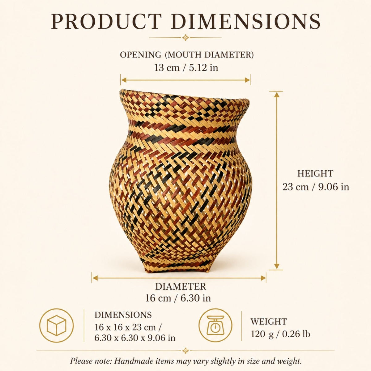 Brazilian Indigenous Art | Urutu Baniwa Jar – Terracotta & Black 6.30 x 6.30 x 9.06 in