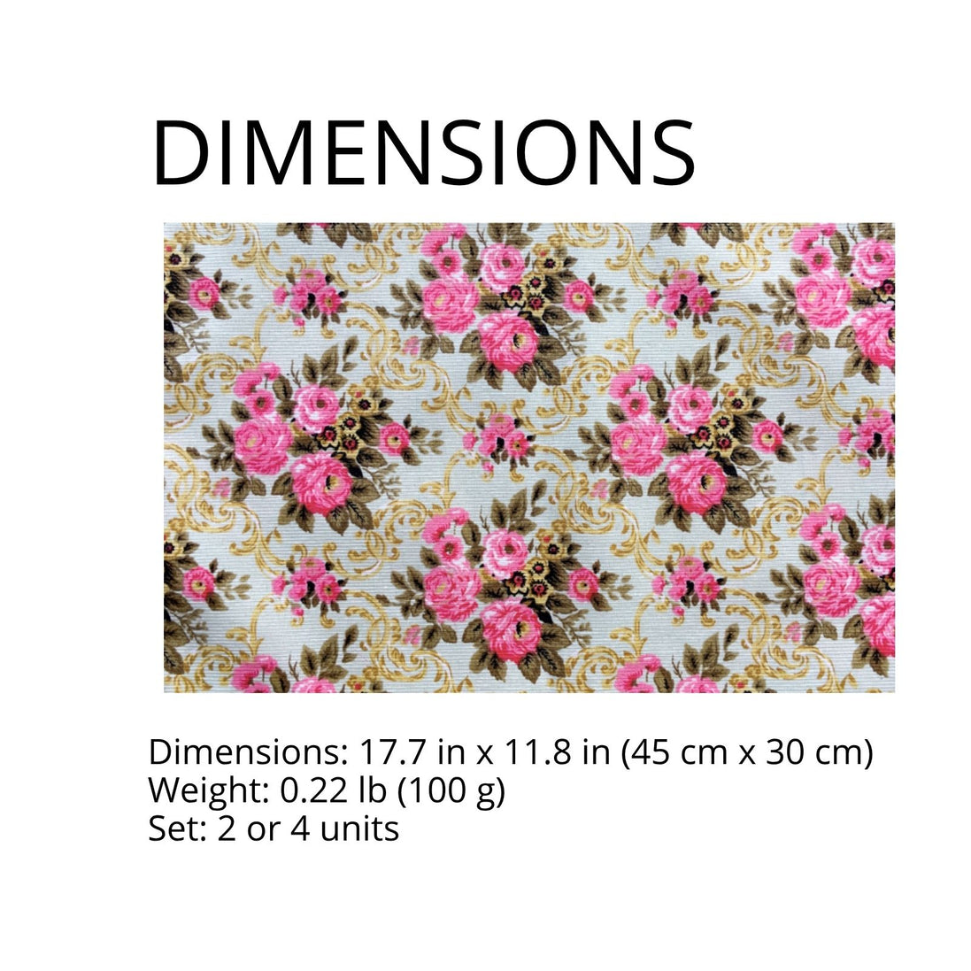 Charlo's Set of 4 Rectangular Placemats Maria Antonieta 18" x 12"