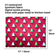 Set of 4 Placemats Green Degrade Christmas Tree Cloth Waterproof 17