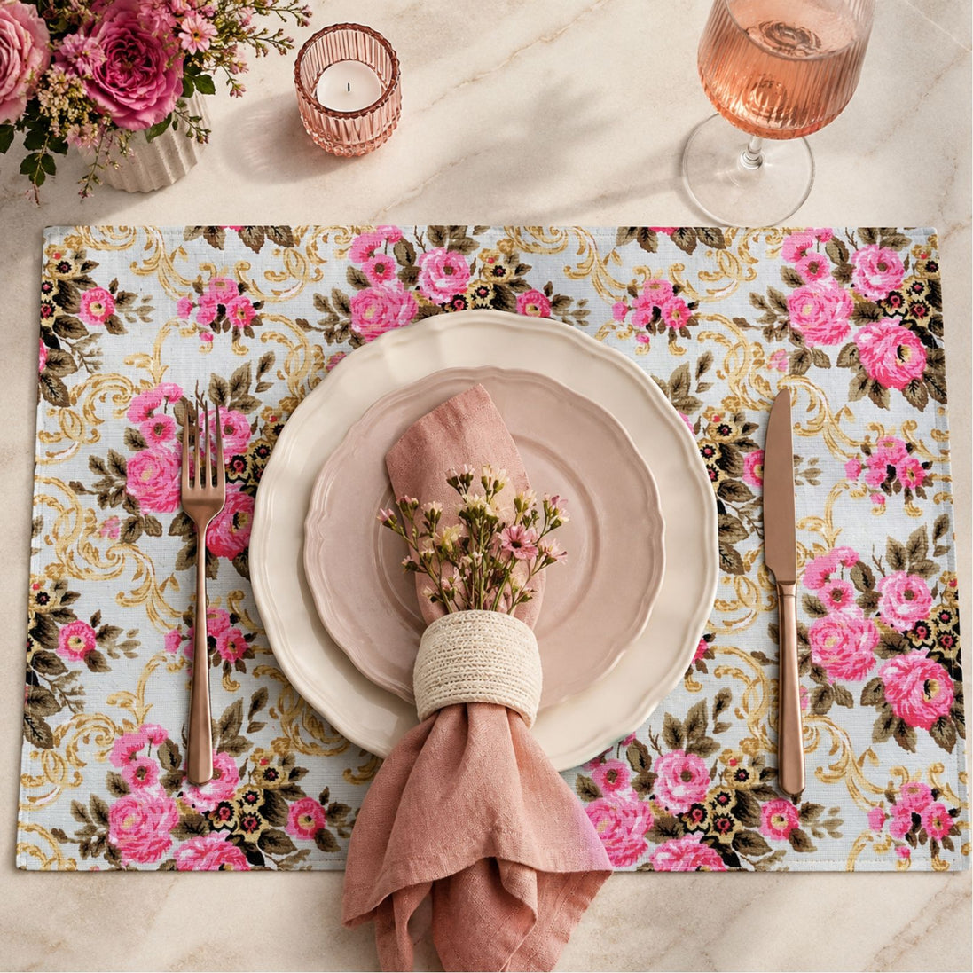 Charlo's Set of 4 Rectangular Placemats Maria Antonieta 18" x 12"