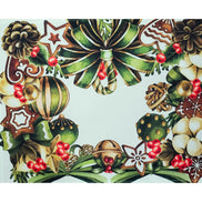 Set of 4 Placemats Beige Christmas Bow Wreath Cloth Waterproof 17