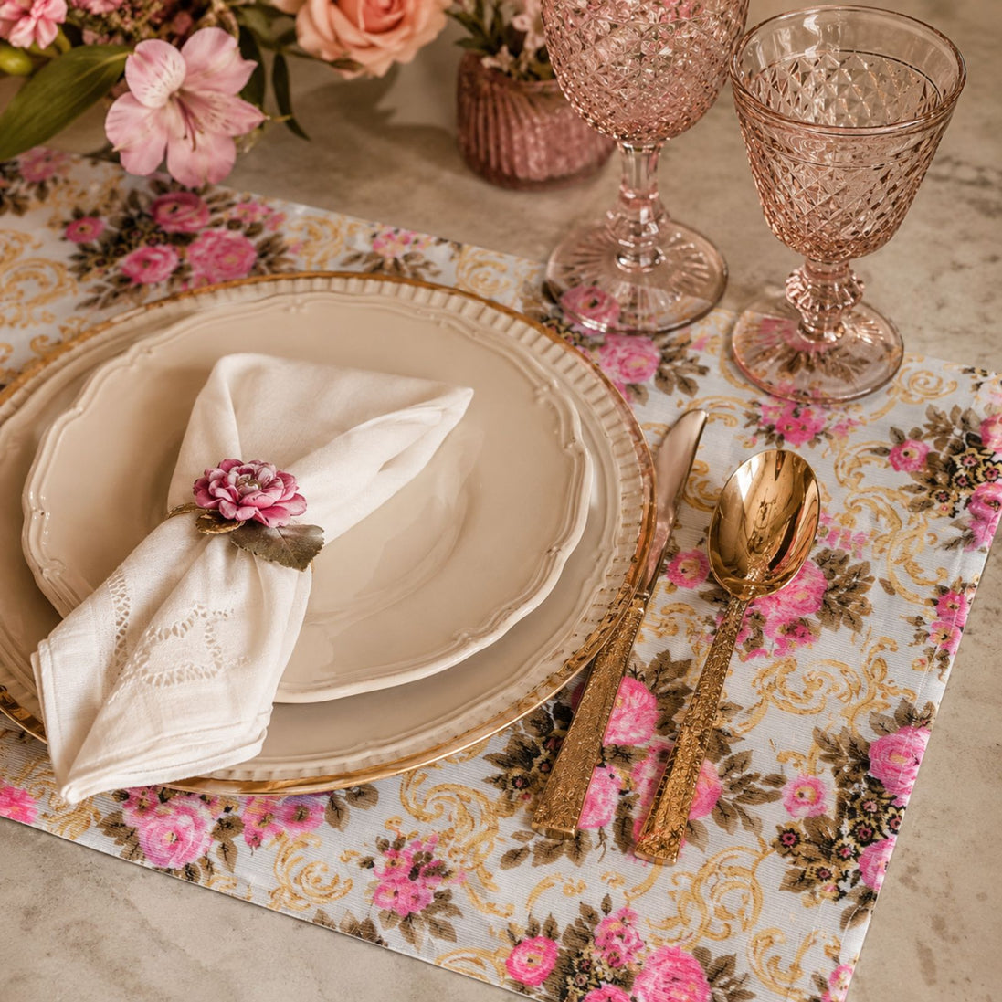 Charlo's Set of 4 Rectangular Placemats Maria Antonieta 18" x 12"