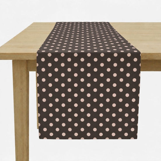 Charlo's Cotton Table Runner Brown Rose Polka Dot 18" x 59"