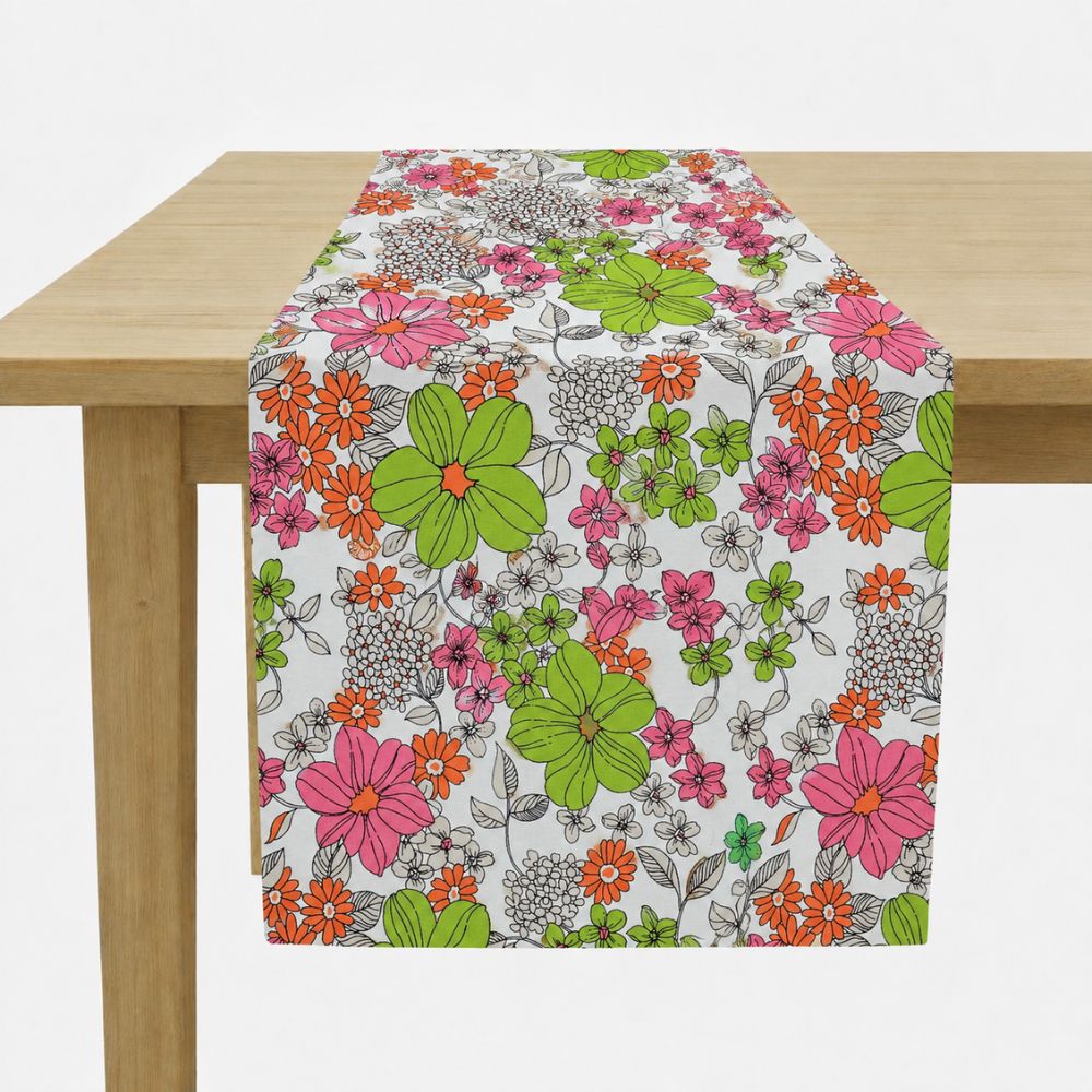 Charlo's Cotton Table Runner Floral Garden 18