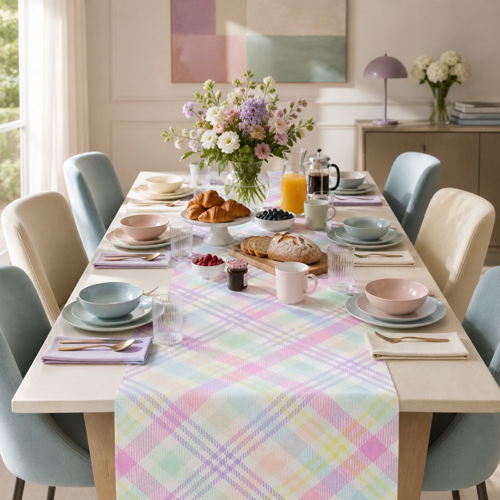 Charlo's Table Runner Chess Pastel Palette  18" x 59"