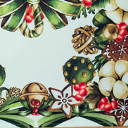 Set of 4 Placemats Beige Christmas Bow Wreath Cloth Waterproof 17