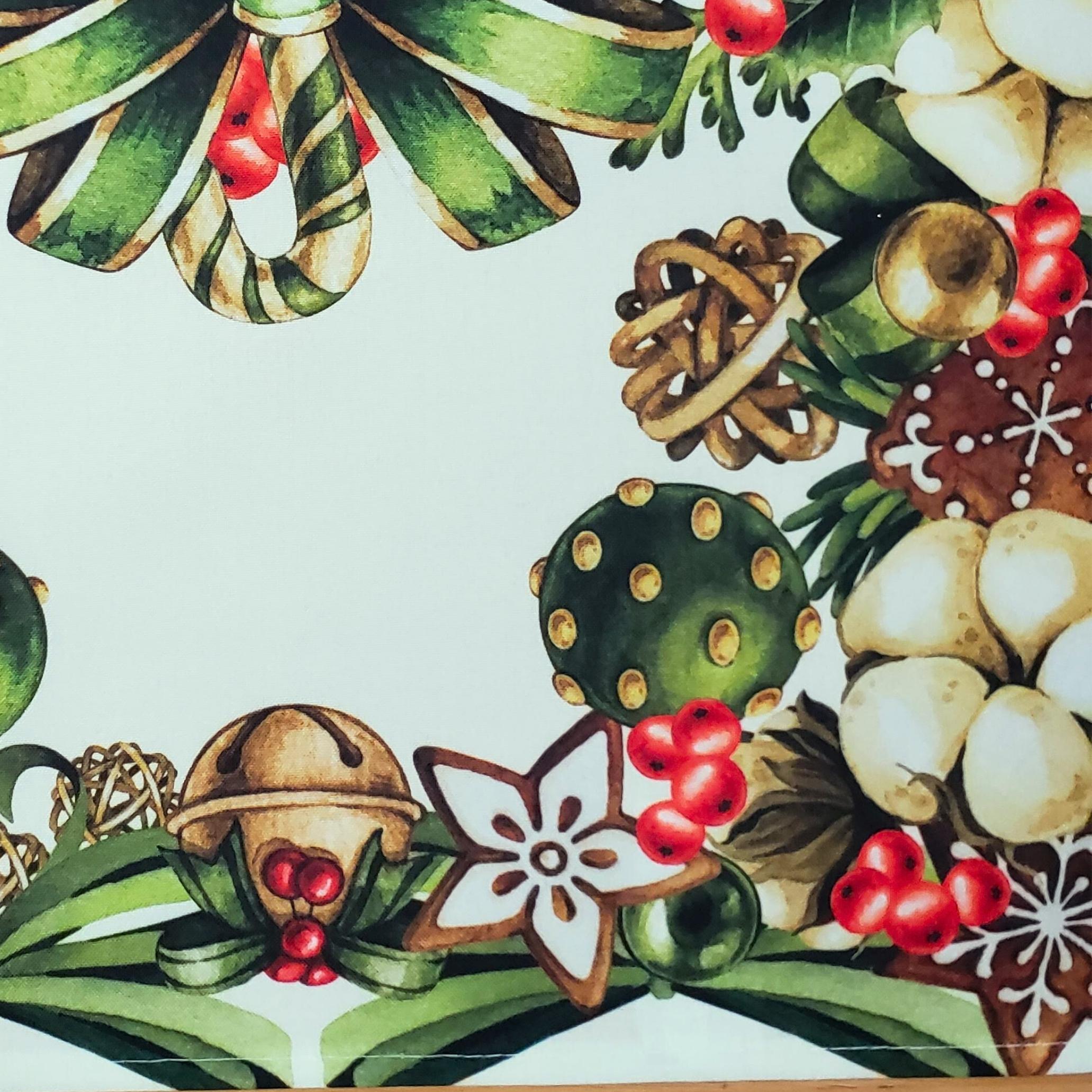 Set of 4 Placemats Beige Christmas Bow Wreath Cloth Waterproof 17