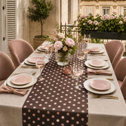 Charlo's Cotton Table Runner Brown Rose Polka Dot 18