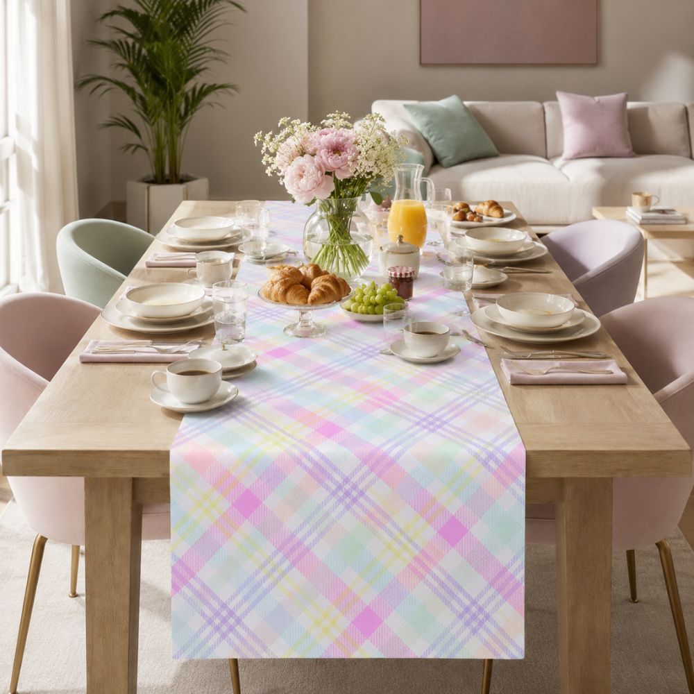 Charlo's Table Runner Chess Pastel Palette  18" x 59"
