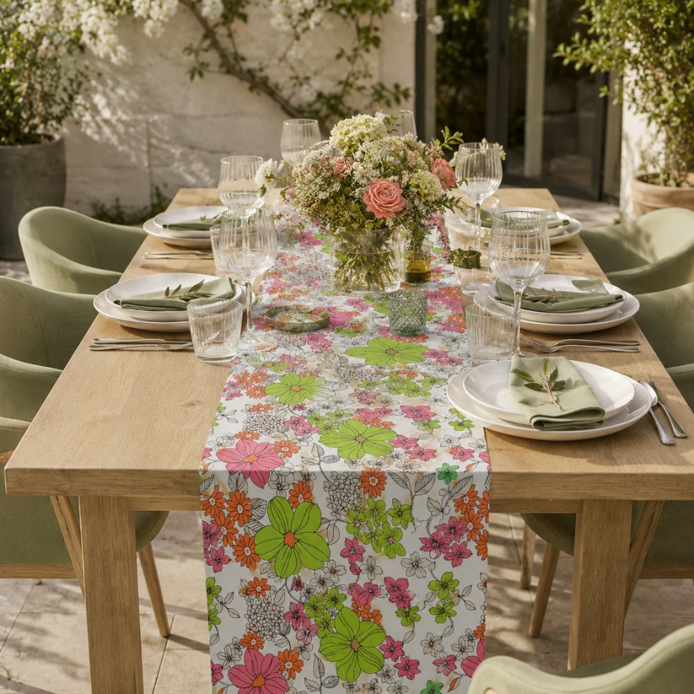 Charlo's Cotton Table Runner Floral Garden 18