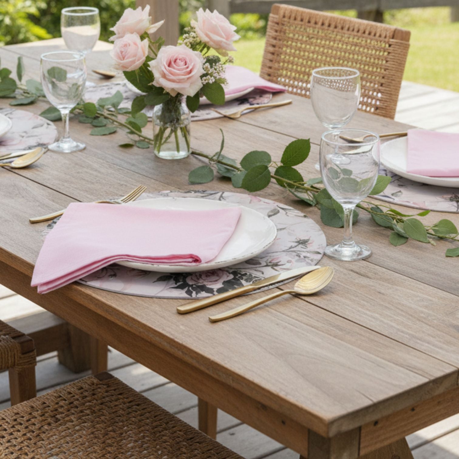 Charlo's Synthetic Cloth Napkins Set of 4 Solid Light Pink 16