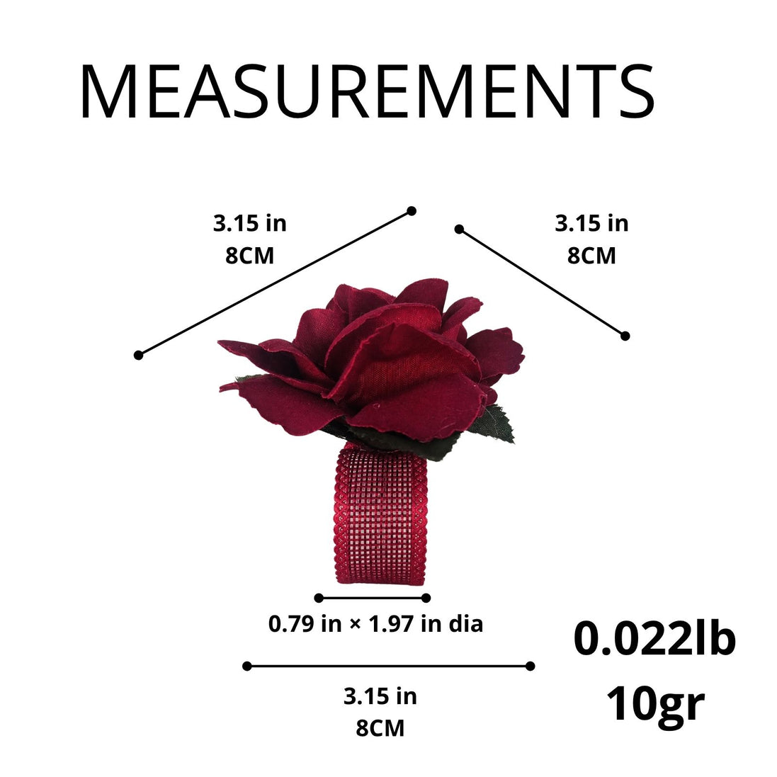 Maison Charlo Set of 2 Velvet Red Rosebud Napkin Rings with Velvet Jewelry Pouch