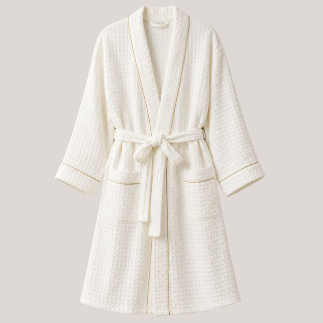 Charlo’s Adult Piqué Bathrobe – 100% Cotton Lightweight Robe, One Size