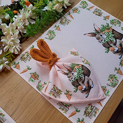 Set of 4 Polka Dot Orange Waterproof Rectangular Placemats Easter 17