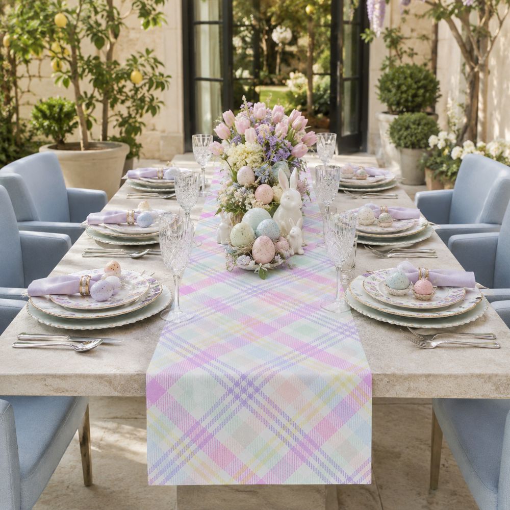 Charlo's Table Runner Chess Pastel Palette  18" x 59"