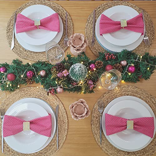 Charlo's Set of 4 Light Dark Pink Polka Dot 100% Cotton Cloth Napkins 15