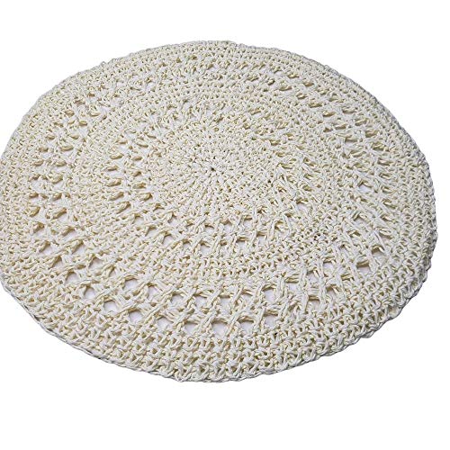 Charlo's Set of 4 Off White Sustainable Rustic Chic Round Placemats 16