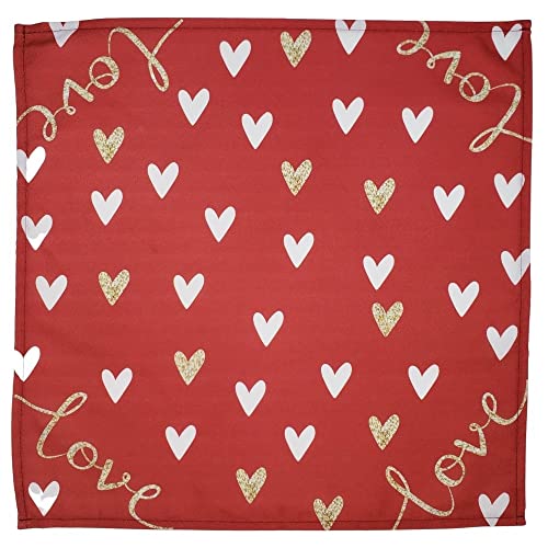Charlo's Cloth Napkins Set of 4 Red Love Heart 16