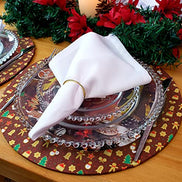 Set of 4 Round Placemats Covers Christmas Cookie Cloth 14
