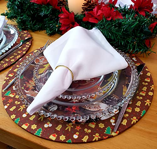 Set of 4 Round Placemats Covers Christmas Cookie Cloth 14
