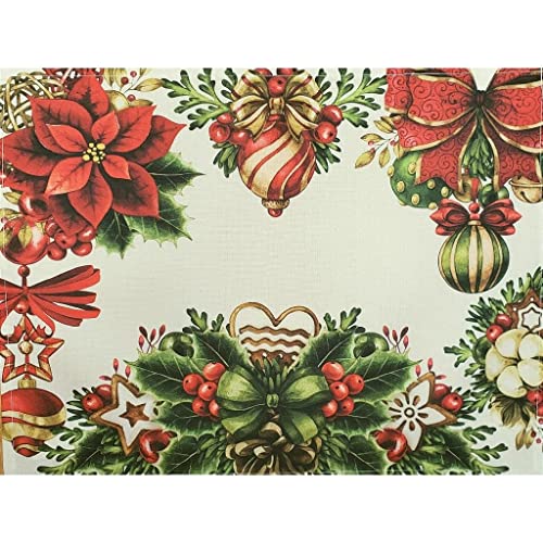 Set of 4 Placemats Christmas Love Cloth Waterproof 17