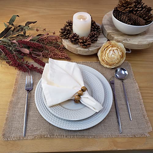 Charlo's Set of 4 Off White 100% Cotton Solid Cloth Napkins 15