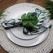 Charlo's Cloth Napkins Set of 4 Monstera Tropical Leaf II 16