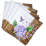 Charlo's Cloth Napkins Set of 4 Hydrangeas Flower Bird 16