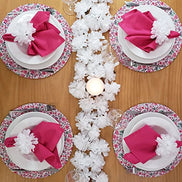 Charlo's Wholesale Set of 20 Snow White Chrysanthemum Flower Napkin Rings for party, wedding, shopkeeper, birthday, restaurant